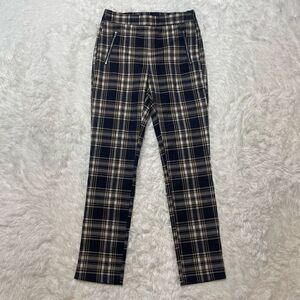 ZARA Plaid Skinny Pants Size XS High Rise Pants Zipper Pockets Y2K Preppy